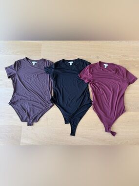 Set of 3 H&M microfiber bodysuits in size L